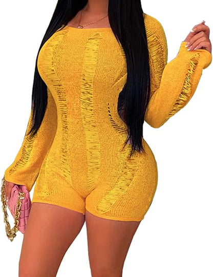 Off-Shoulder Knit Slim-Fit Jumpsuit – Flirty, Chic & Curve-Hugging