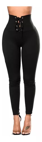 High Waist Lace-Up Sculpting Leggings – Slim Fit, Curve-Enhancing