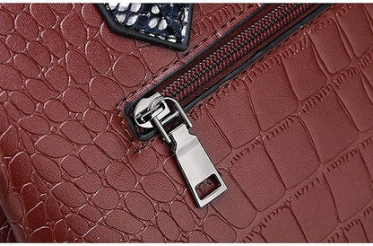 Vintage Croc-Embossed One-Shoulder Handbag – Lock Closure Crossbody