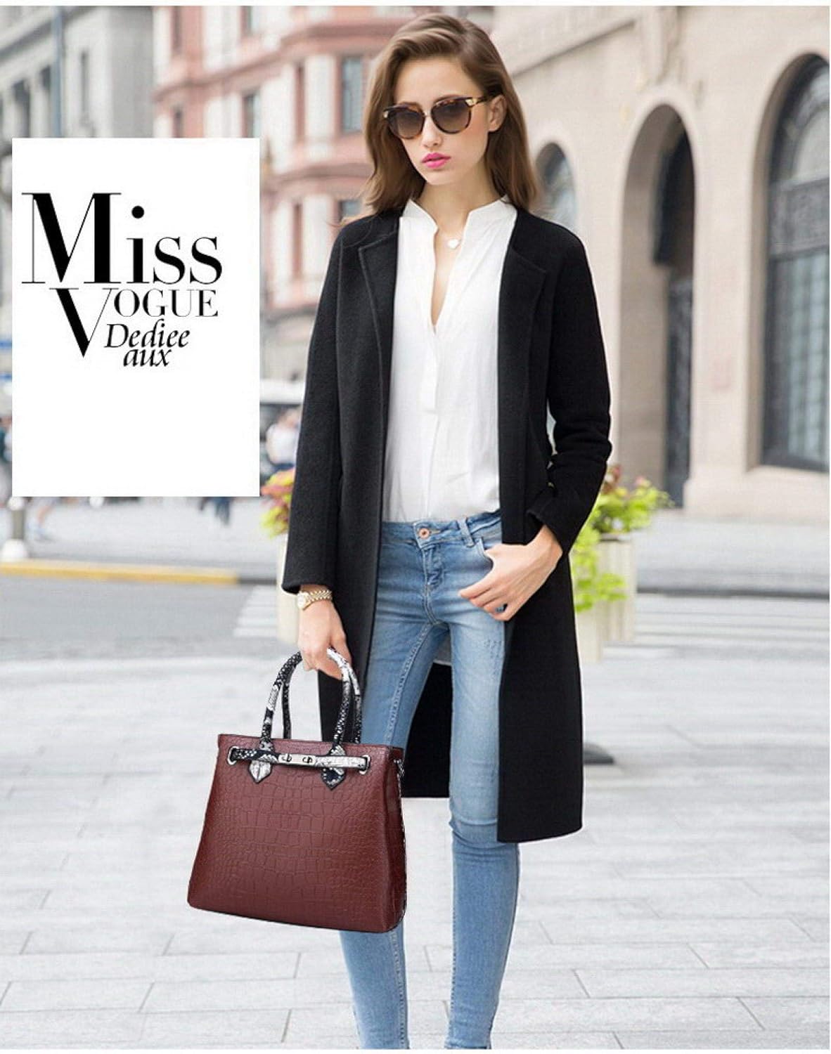 Vintage Croc-Embossed One-Shoulder Handbag – Lock Closure Crossbody