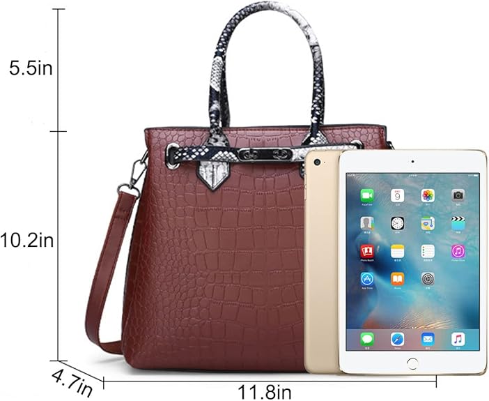 Vintage Croc-Embossed One-Shoulder Handbag – Lock Closure Crossbody