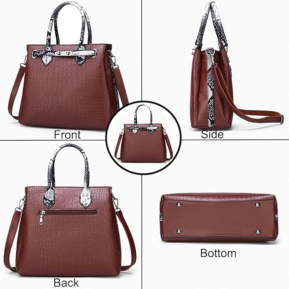 Vintage Croc-Embossed One-Shoulder Handbag – Lock Closure Crossbody