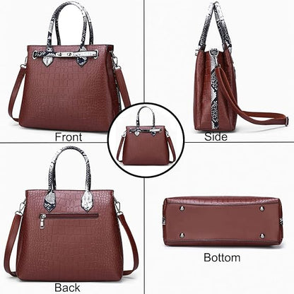 Vintage Croc-Embossed One-Shoulder Handbag – Lock Closure Crossbody