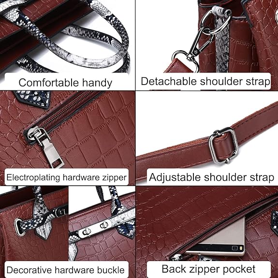 Vintage Croc-Embossed One-Shoulder Handbag – Lock Closure Crossbody