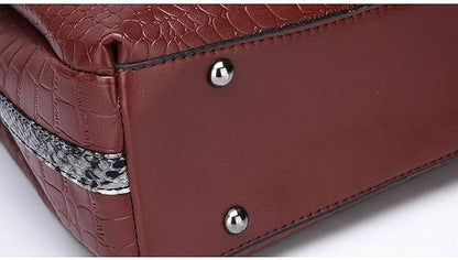 Vintage Croc-Embossed One-Shoulder Handbag – Lock Closure Crossbody