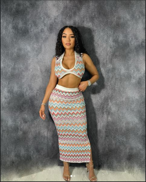 Chic Sleeveless Crop Top & Skirt Set – Casual Two-Piece Suit for Women