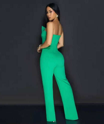 Asymmetric Hem Jumpsuit – Bold Stitch Detail One-Piece in Vibrant Hues