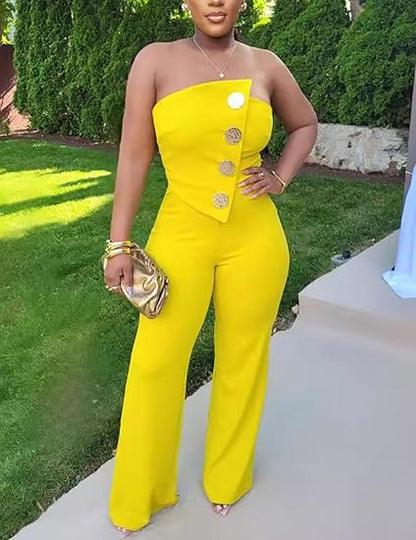 Asymmetric Hem Jumpsuit – Bold Stitch Detail One-Piece in Vibrant Hues