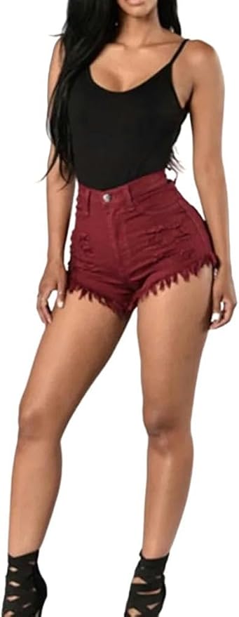 Stretch Frayed High-Waist Denim Shorts – Sexy Wide-Leg Hot Pants