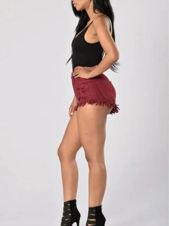 Stretch Frayed High-Waist Denim Shorts – Sexy Wide-Leg Hot Pants