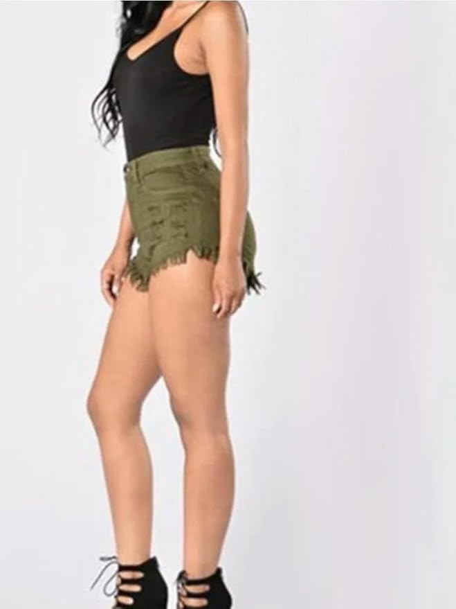 Stretch Frayed High-Waist Denim Shorts – Sexy Wide-Leg Hot Pants