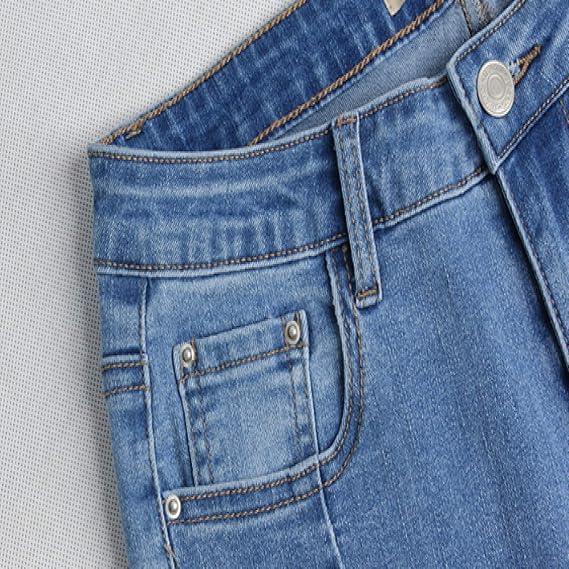 Beaded Stretch Skinny Jeans – Mid Waist Slim Fit Denim Pants