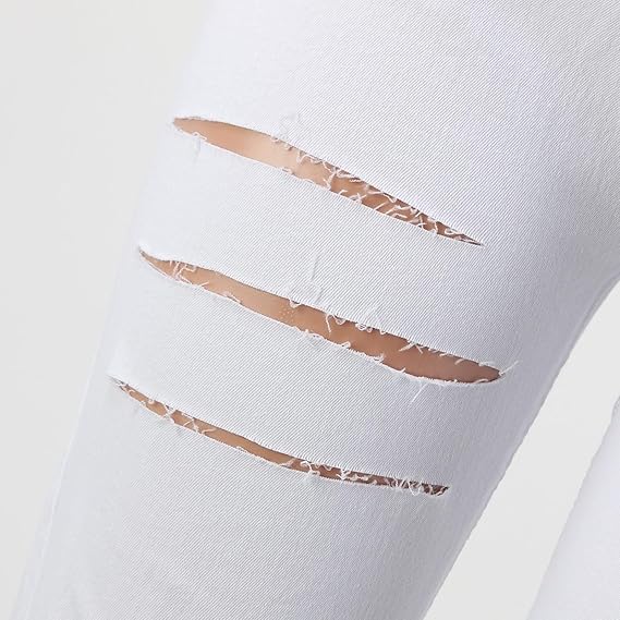 High Waist Ripped Skinny Jeans for Women – Distressed Stretch Denim Pants