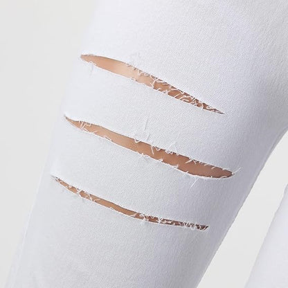 High Waist Ripped Skinny Jeans for Women – Distressed Stretch Denim Pants