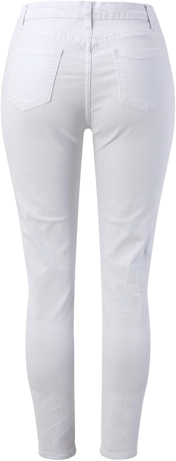 High Waist Ripped Skinny Jeans for Women – Distressed Stretch Denim Pants