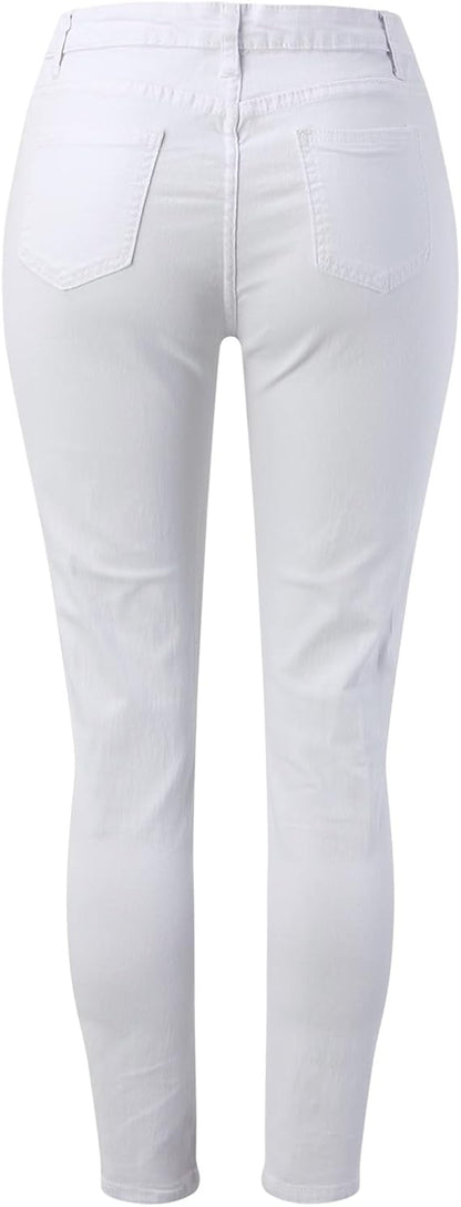 High Waist Ripped Skinny Jeans for Women – Distressed Stretch Denim Pants