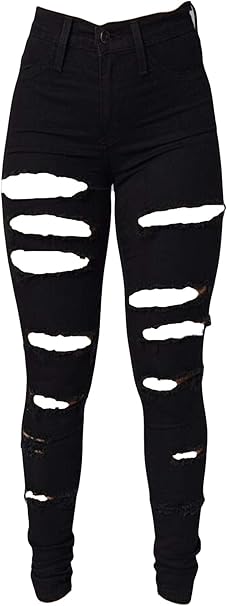 High Waist Ripped Skinny Jeans for Women – Distressed Stretch Denim Pants