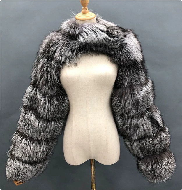 Luxury Faux Fox Fur Shrug – Women’s Winter Bolero Jacket