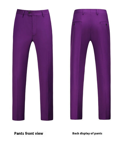 Men's Three-Piece Solid Color Slim Fit Suit – Wedding, Banquet & Evening Wear