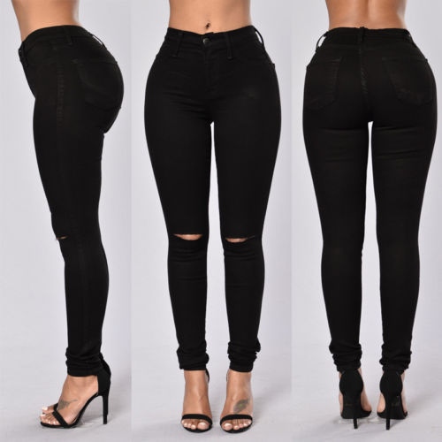 Sculpted Impact Ripped High-Waist Skinny Jeans – Black & White Editions