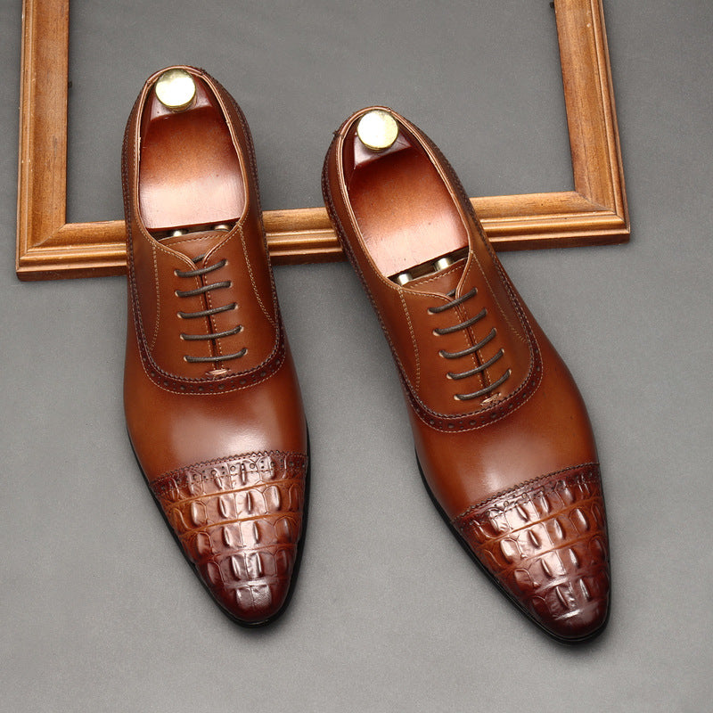 Autumn brogues men's business dress shoes retro British carved men's shoes trend single shoe tide