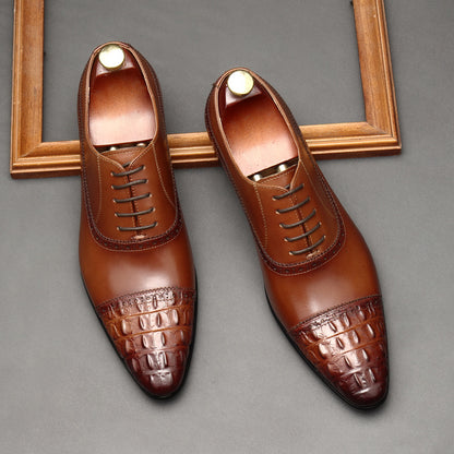 Autumn brogues men's business dress shoes retro British carved men's shoes trend single shoe tide