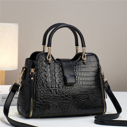 Women’s Crocodile Pattern Leather Tote – Elegant Handbag & Shoulder Messenger Bag