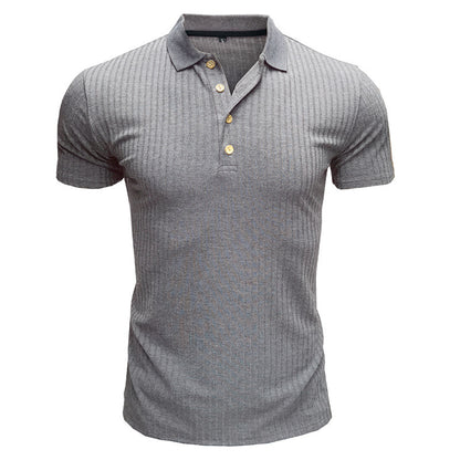 Men’s Solid Color Lapel Polo Shirt – Short Sleeve Loose Fit Cotton Blend T-Shirt