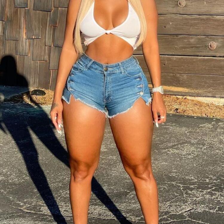Curve Appeal High-Waist Denim Shorts – Button Detail & Street Fit