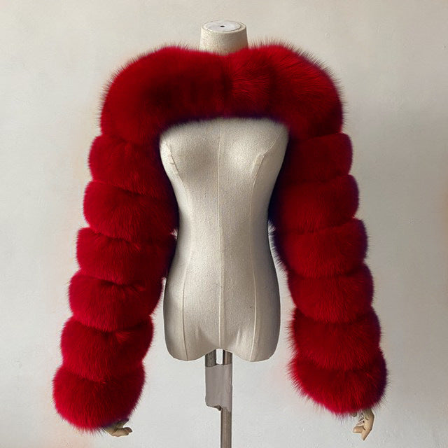 Luxury Faux Fox Fur Shrug – Women’s Winter Bolero Jacket
