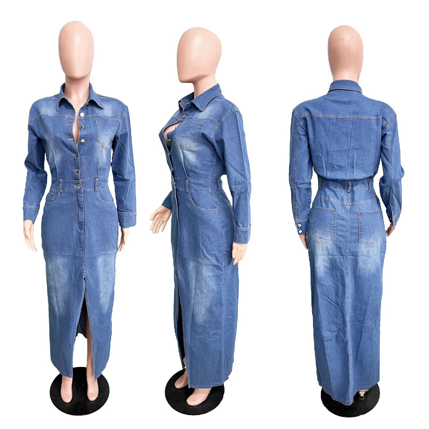 High Waist Denim Cowgirl Cloak Dress – Western Fringe Cape Skirt Style