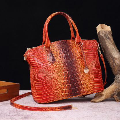 👜 Bold Luxe: Crocodile-Embossed Gradient Handbag with Convertible Strap