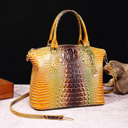👜 Bold Luxe: Crocodile-Embossed Gradient Handbag with Convertible Strap