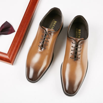 👞 Men’s Hand-Polished Leather Business Shoes – Formal Lace-Up Dress Shoe