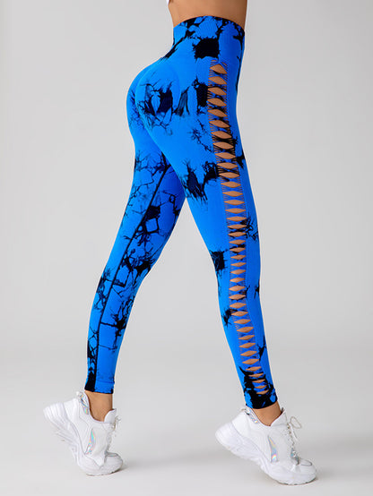 ShatterLuxe Cutout Tie-Dye Leggings – Bullish Booty Lift Edition