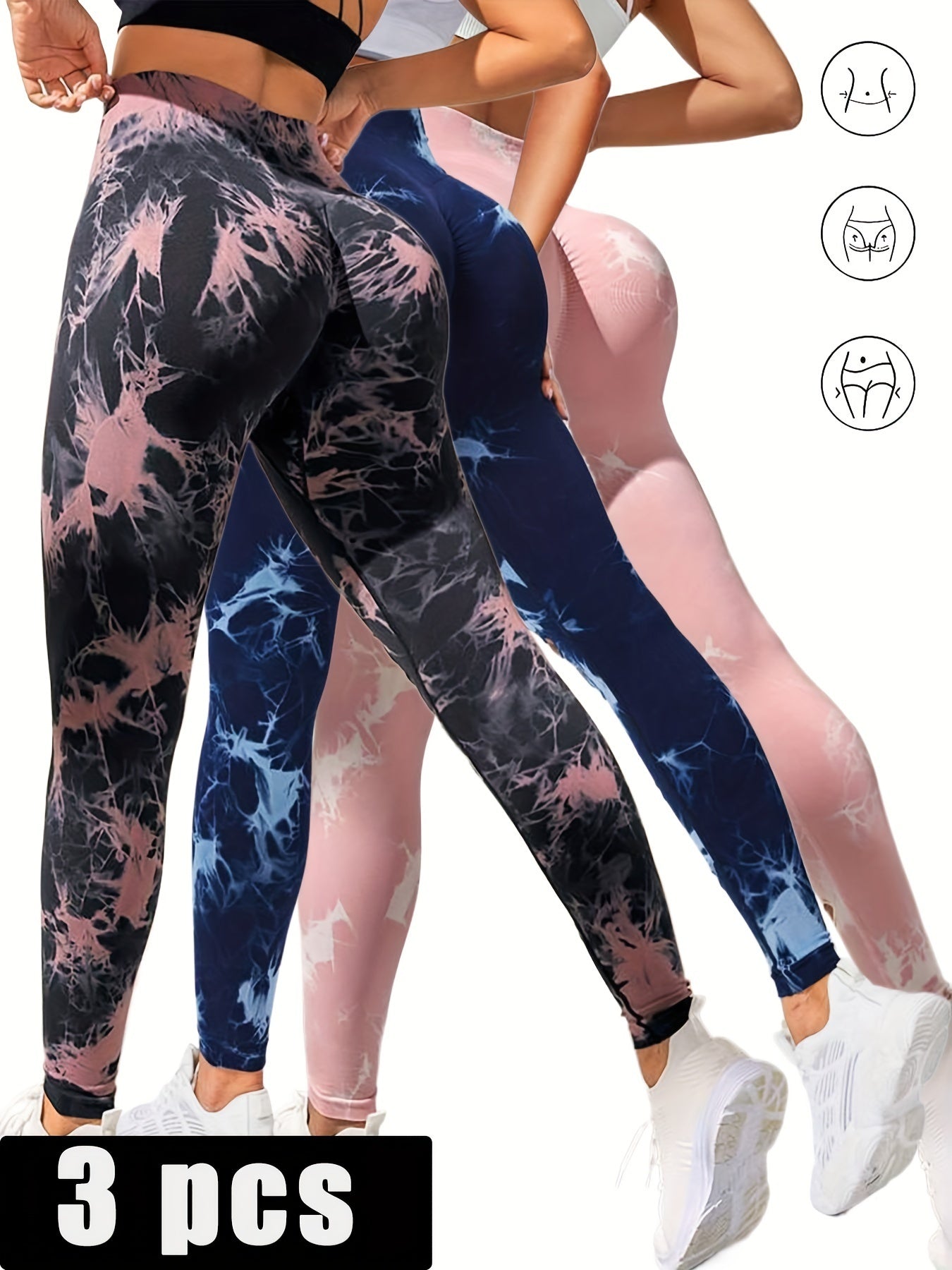 SlayCut 3-Pack Tie-Dye Ripped Leggings – Bullish Curve Contour