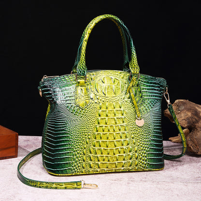 👜 Bold Luxe: Crocodile-Embossed Gradient Handbag with Convertible Strap