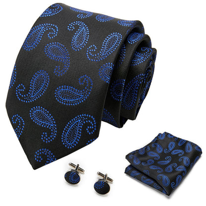 👔 Men’s Formal Business Tie Set – Tie, Pocket Square & Cufflinks
