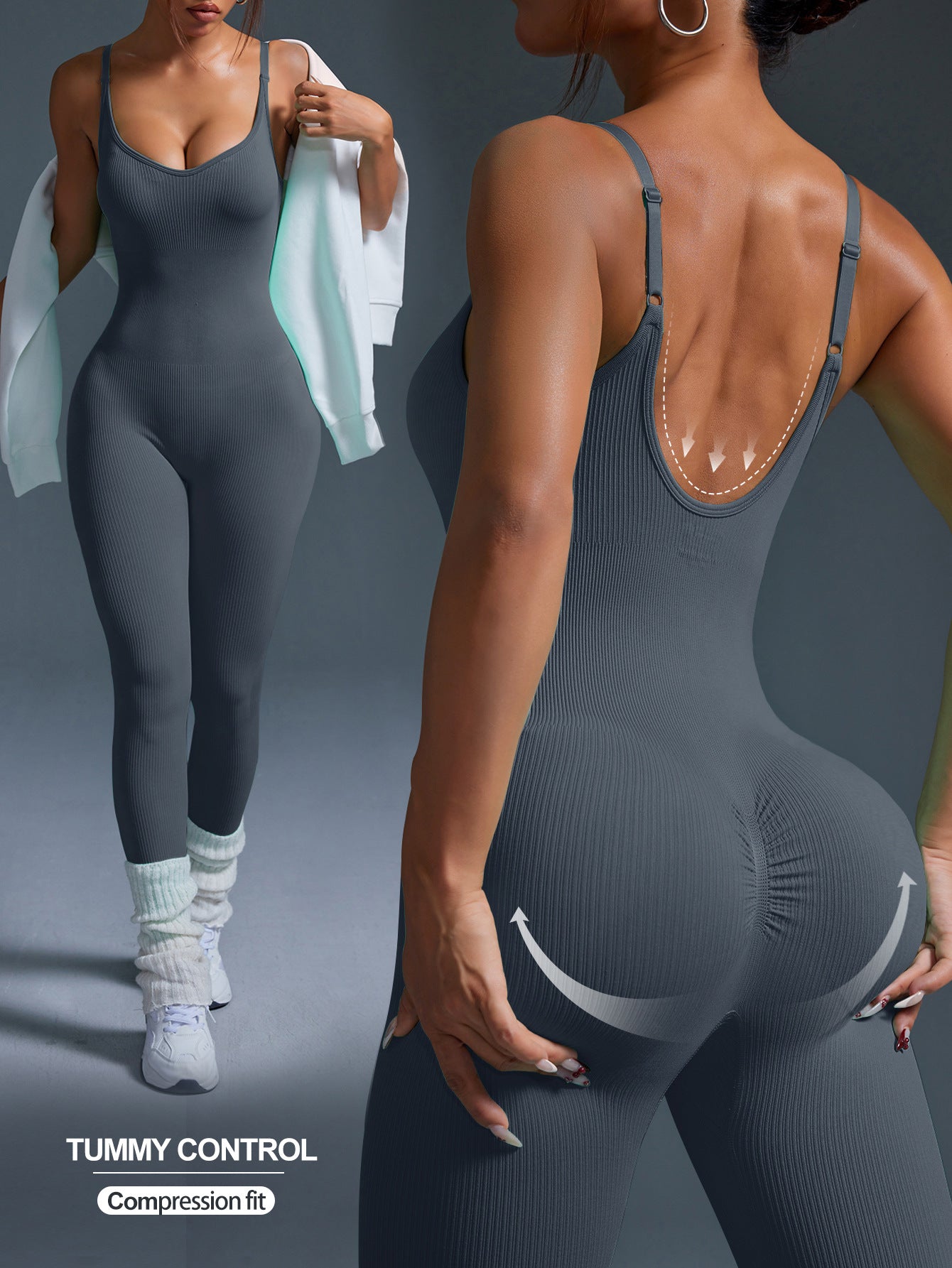 SnatchBack Ribbed Sculpt Jumpsuit – Bullish Seamless Edition