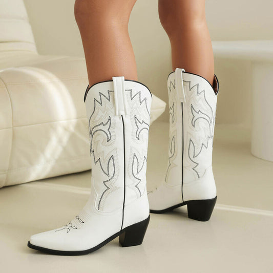 Wild Luxe Embroidered Cowgirl Boots – Bold Color Western Chic
