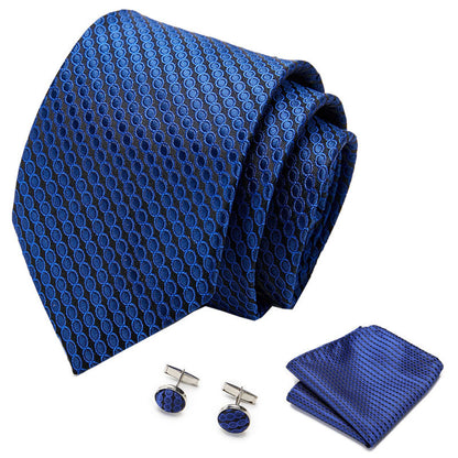 👔 Men’s Formal Business Tie Set – Tie, Pocket Square & Cufflinks