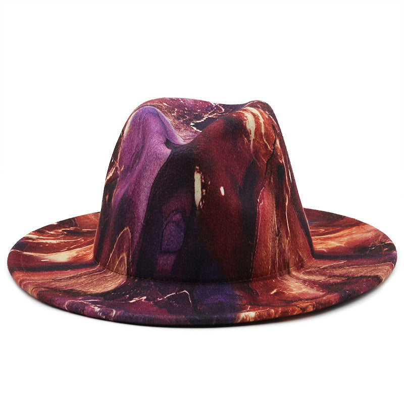 Unisex Digital Print Woolen Top Hat – Retro Conical Crown Fedora for Fashion & Travel (Multiple Colors)