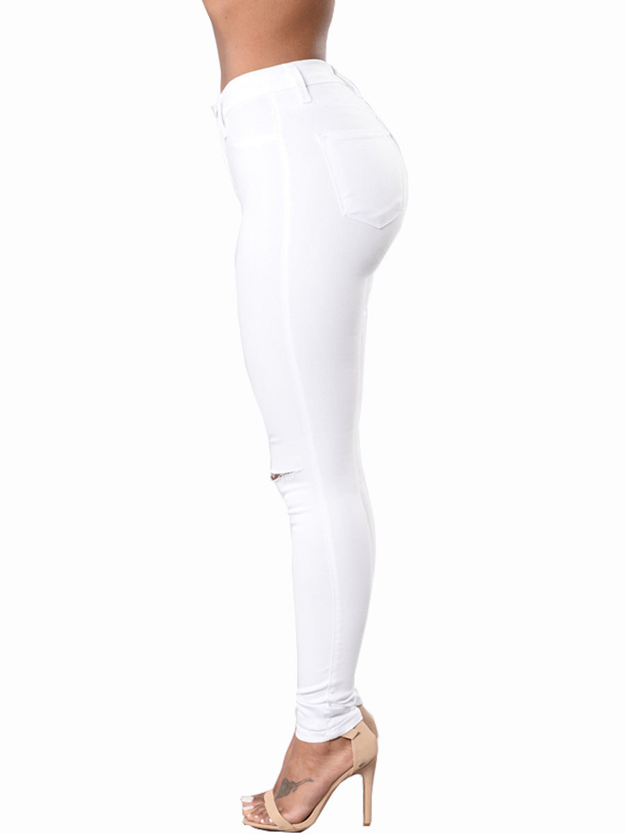 Sculpted Impact Ripped High-Waist Skinny Jeans – Black & White Editions