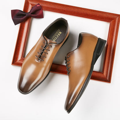 👞 Men’s Hand-Polished Leather Business Shoes – Formal Lace-Up Dress Shoe