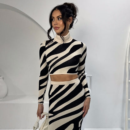 Top Striped Slim-fit Sheath Skirt Knitting Suit – Chic Zebra Vibes