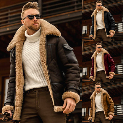 🧊 Winter Men’s Military Fleece Warm Jacket — Fur Collar Tactical Coat