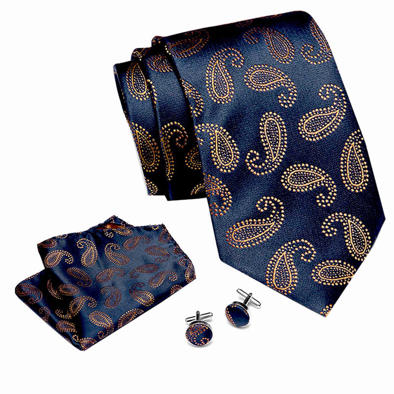 👔 Men’s Formal Business Tie Set – Tie, Pocket Square & Cufflinks