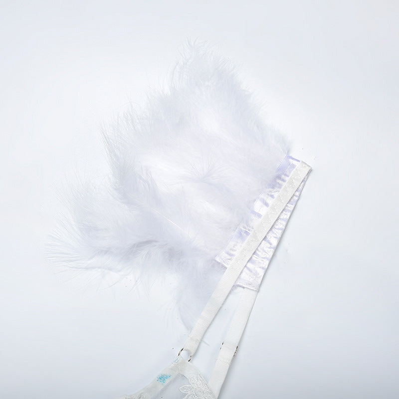 Heaven Sent Embroidered Lingerie Set – Floral Mesh Garter Fantasy