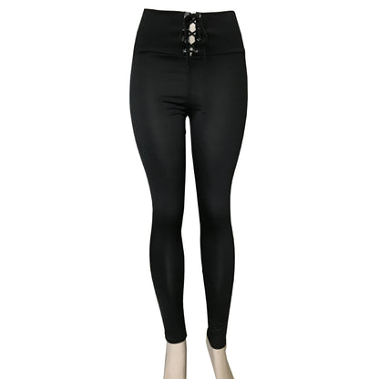 High Waist Lace-Up Sculpting Leggings – Slim Fit, Curve-Enhancing