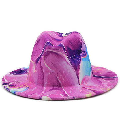 Unisex Digital Print Woolen Top Hat – Retro Conical Crown Fedora for Fashion & Travel (Multiple Colors)